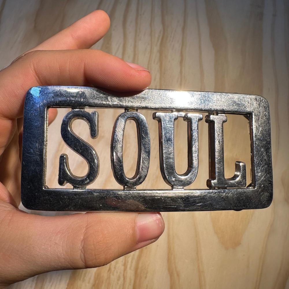 Unbranded SOUL Word Belt Buckle Silver Tone Rectangular Cutout Unisex Accessory